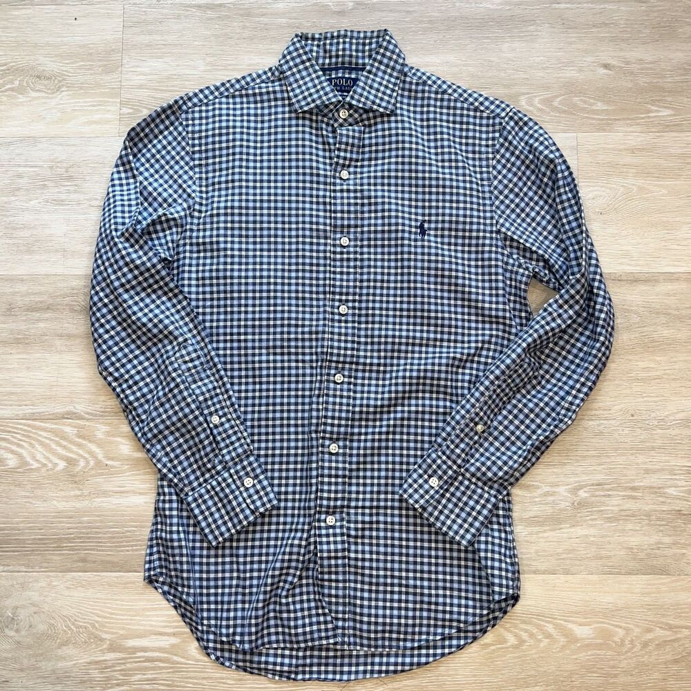 Polo Ralph Lauren Men's Gingham Blue Plaid Button Down Shirt-Size S